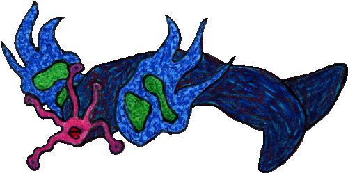 Poisson océan, monstre marin magique de l’univers L’Ile du Coeur
