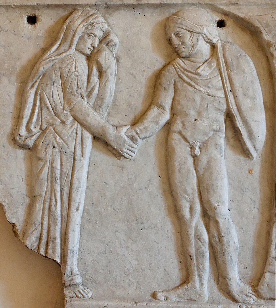 Médée et Jason sur un sarcophage romain de la fin du IIe siècle après JC.