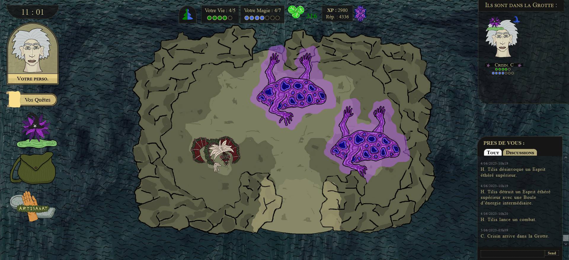 Prisonnier dans la grotte face à des créatures et monstres errant. Un peu de rogue like ?